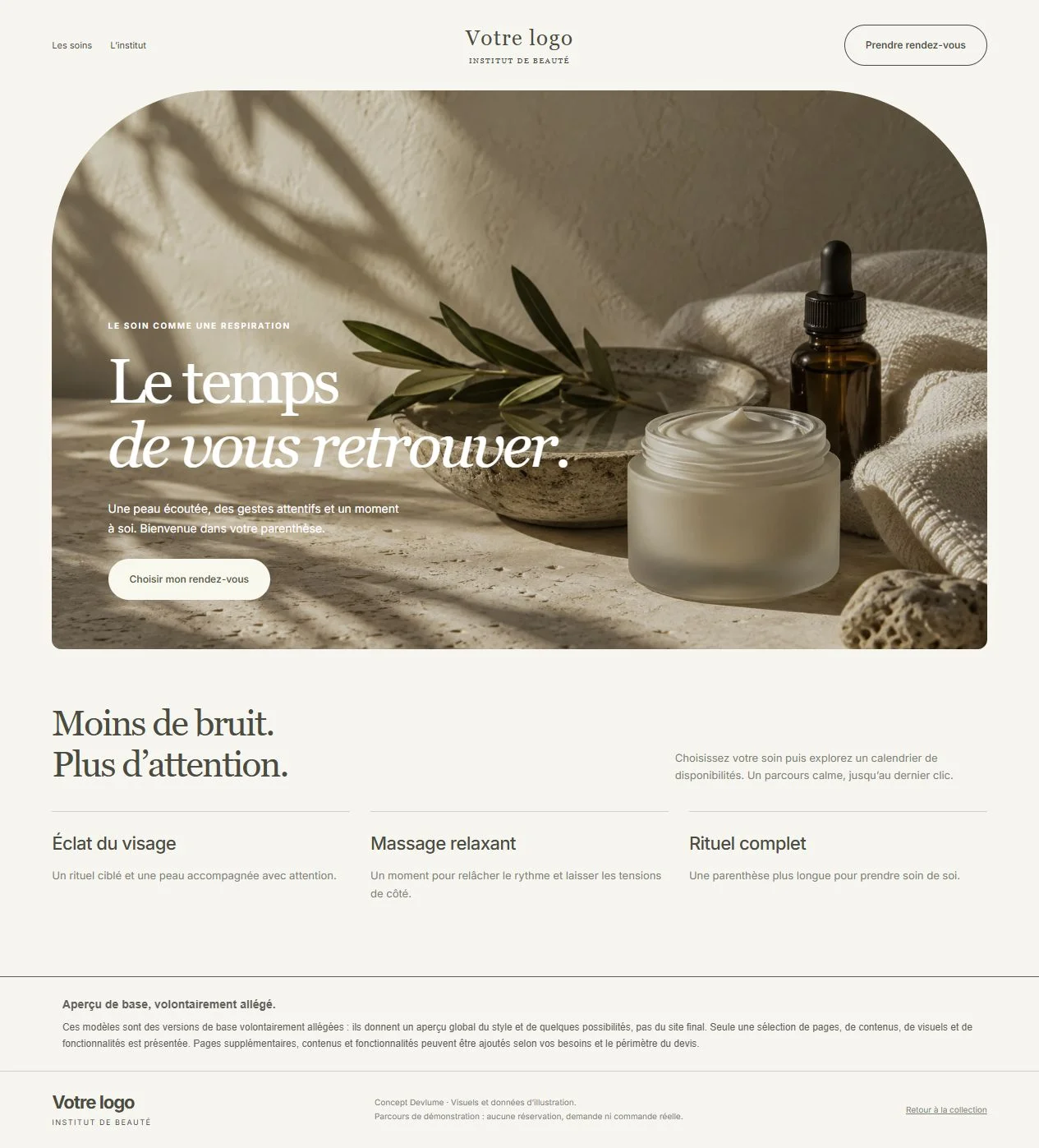 Aperçu du concept Parenthèse, Institut de beauté