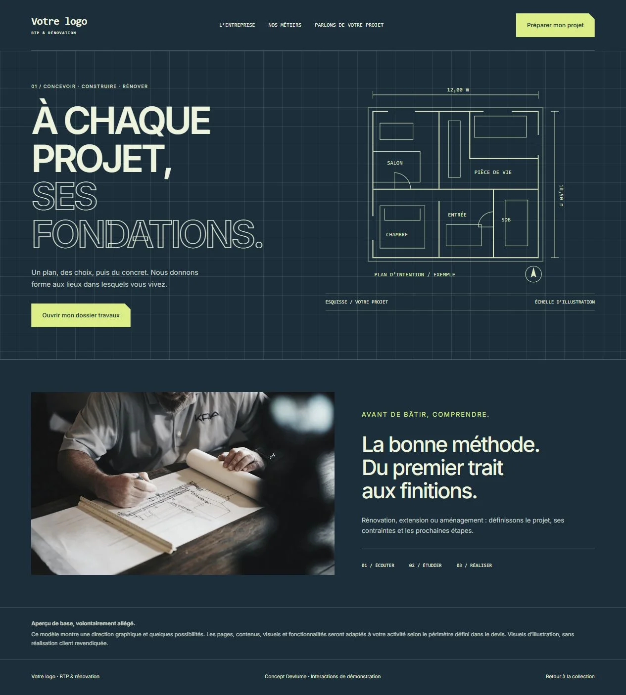 Aperçu du concept Sur plan, BTP & rénovation