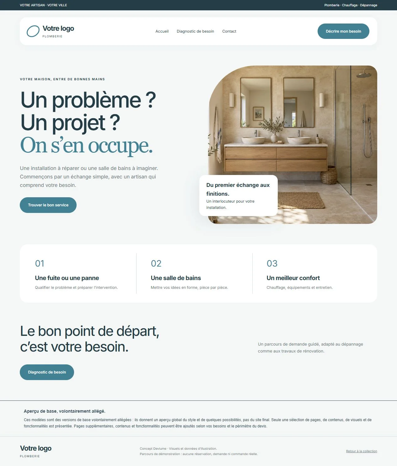 Aperçu du concept Aqua, Plomberie