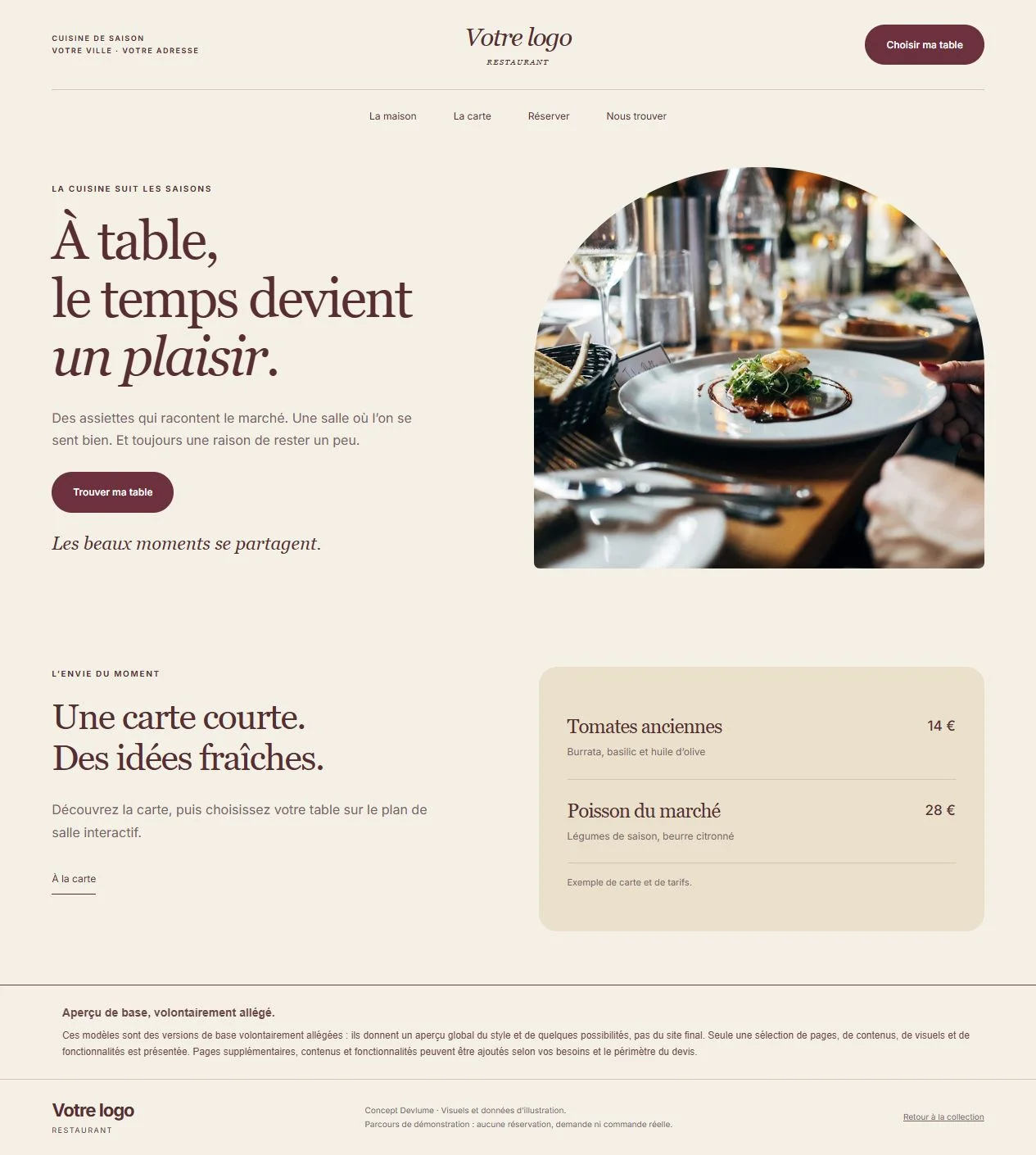 Aperçu du concept La tablée, Restaurant